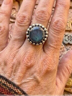 Peruvian Blue Opal 950 ring size 8